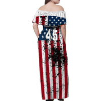 Custom American Flag Motocross Family Matching Off Shoulder Maxi Dress and Hawaiian Shirt with Eagle Graphic - Wonder Print Shop