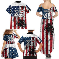 Custom American Flag Motocross Family Matching Summer Maxi Dress and Hawaiian Shirt with Eagle Graphic - Wonder Print Shop