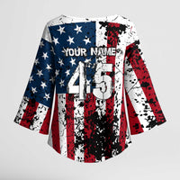 Custom American Flag Motocross Kimono Sleeve Blouse with Eagle Graphic - Wonder Print Shop