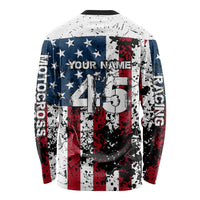 Custom American Flag Motocross Long Sleeve Shirt with Eagle Graphic - Wonder Print Shop