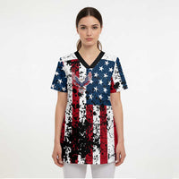 Custom American Flag Motocross Scrub Top with Eagle Graphic - Wonder Print Shop