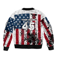Custom American Flag Motocross Sleeve Zip Bomber Jacket with Eagle Graphic - Wonder Print Shop