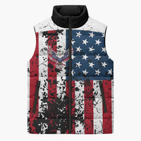 Custom American Flag Motocross Sleeveless Puffer Jacket with Eagle Graphic - Wonder Print Shop