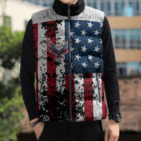 Custom American Flag Motocross Sleeveless Puffer Jacket with Eagle Graphic - Wonder Print Shop