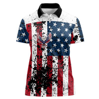 Custom American Flag Motocross Women Polo Shirt with Eagle Graphic - Wonder Print Shop