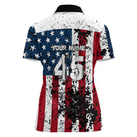 Custom American Flag Motocross Women Polo Shirt with Eagle Graphic - Wonder Print Shop