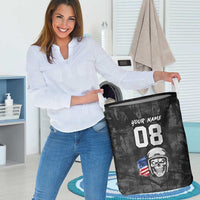 Custom American Flag Skull Motocross Laundry Basket - Wonder Print Shop