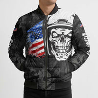 Custom American Flag Skull Motocross Bomber Puffer Jacket - Wonder Print Shop