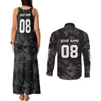 Custom American Flag Skull Motocross Couples Matching Tank Maxi Dress and Long Sleeve Button Shirt - Wonder Print Shop