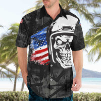Custom American Flag Skull Motocross Hawaiian Shirt - Wonder Print Shop