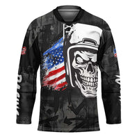 Custom American Flag Skull Motocross Hockey Jersey - Wonder Print Shop