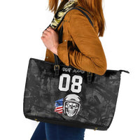 Custom American Flag Skull Motocross Leather Tote Bag - Wonder Print Shop