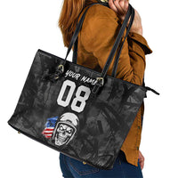 Custom American Flag Skull Motocross Leather Tote Bag - Wonder Print Shop