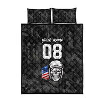 Custom American Flag Skull Motocross Quilt Bed Set - Wonder Print Shop