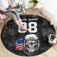 Custom American Flag Skull Motocross Round Carpet - Wonder Print Shop