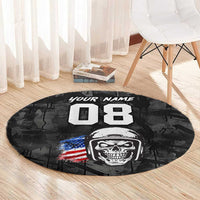 Custom American Flag Skull Motocross Round Carpet - Wonder Print Shop
