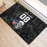 Custom American Flag Skull Motocross Rubber Doormat - Wonder Print Shop