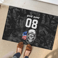 Custom American Flag Skull Motocross Rubber Doormat - Wonder Print Shop