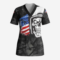 Custom American Flag Skull Motocross Scrub Top - Wonder Print Shop