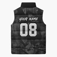 Custom American Flag Skull Motocross Sleeveless Puffer Jacket - Wonder Print Shop