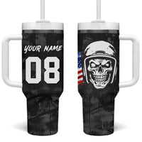 Custom American Flag Skull Motocross Tumbler With Handle - Wonder Print Shop