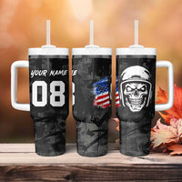 Custom American Flag Skull Motocross Tumbler With Handle - Wonder Print Shop