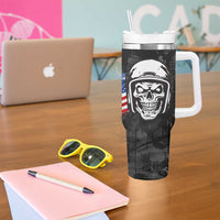 Custom American Flag Skull Motocross Tumbler With Handle - Wonder Print Shop