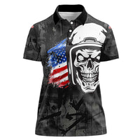 Custom American Flag Skull Motocross Women Polo Shirt - Wonder Print Shop