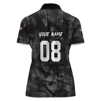 Custom American Flag Skull Motocross Women Polo Shirt - Wonder Print Shop