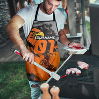 Custom MotoX Eagle Strike Motocross Apron with Rider Silhouette and Orange Grunge Design - Wonder Print Shop