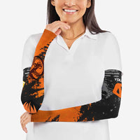 Custom MotoX Eagle Strike Motocross Arm Sleeves with Rider Silhouette and Orange Grunge Design - Wonder Print Shop