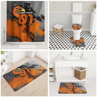 Custom MotoX Eagle Strike Motocross Bathroom Set with Rider Silhouette and Orange Grunge Design - Wonder Print Shop