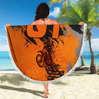 Custom MotoX Eagle Strike Motocross Beach Blanket with Rider Silhouette and Orange Grunge Design - Wonder Print Shop