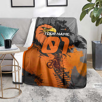 Custom MotoX Eagle Strike Motocross Blanket with Rider Silhouette and Orange Grunge Design - Wonder Print Shop