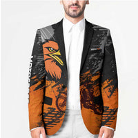 Custom MotoX Eagle Strike Motocross Blazer with Rider Silhouette and Orange Grunge Design - Wonder Print Shop