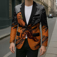 Custom MotoX Eagle Strike Motocross Blazer with Rider Silhouette and Orange Grunge Design - Wonder Print Shop