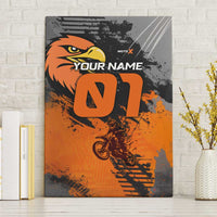Custom MotoX Eagle Strike Motocross Canvas Wall Art with Rider Silhouette and Orange Grunge Design - Wonder Print Shop