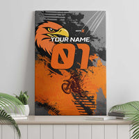 Custom MotoX Eagle Strike Motocross Canvas Wall Art with Rider Silhouette and Orange Grunge Design - Wonder Print Shop