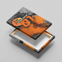 Custom MotoX Eagle Strike Motocross Canvas Wall Art with Rider Silhouette and Orange Grunge Design - Wonder Print Shop