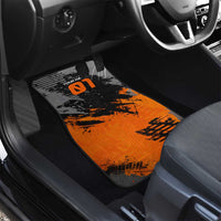 Custom MotoX Eagle Strike Motocross Car Mats with Rider Silhouette and Orange Grunge Design - Wonder Print Shop