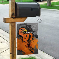 Custom MotoX Eagle Strike Motocross Garden Flag with Rider Silhouette and Orange Grunge Design - Wonder Print Shop