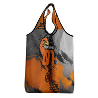 Custom MotoX Eagle Strike Motocross Grocery Bag with Rider Silhouette and Orange Grunge Design - Wonder Print Shop