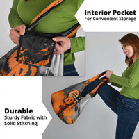 Custom MotoX Eagle Strike Motocross Grocery Bag with Rider Silhouette and Orange Grunge Design - Wonder Print Shop