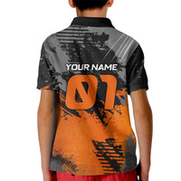 Custom MotoX Eagle Strike Motocross Kid Polo Shirt with Rider Silhouette and Orange Grunge Design - Wonder Print Shop