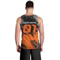 Custom MotoX Eagle Strike Motocross Men Tank Top with Rider Silhouette and Orange Grunge Design - Wonder Print Shop