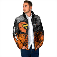 Custom MotoX Eagle Strike Motocross Padded Jacket with Rider Silhouette and Orange Grunge Design - Wonder Print Shop