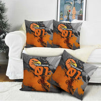 Custom MotoX Eagle Strike Motocross Pillow Cover with Rider Silhouette and Orange Grunge Design - Wonder Print Shop