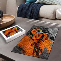 Custom MotoX Eagle Strike Motocross Puzzle with Rider Silhouette and Orange Grunge Design - Wonder Print Shop