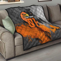 Custom MotoX Eagle Strike Motocross Quilt with Rider Silhouette and Orange Grunge Design - Wonder Print Shop