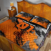 Custom MotoX Eagle Strike Motocross Quilt Bed Set with Rider Silhouette and Orange Grunge Design - Wonder Print Shop